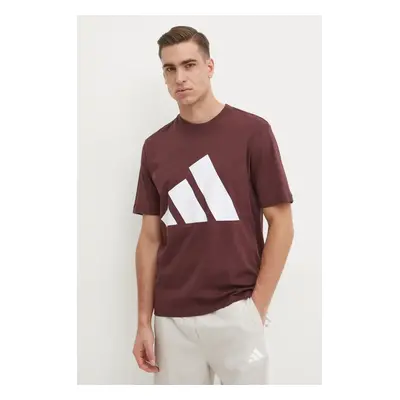 Adidas t-shirt bawełniany Essentials męski kolor bordowy z nadrukiem JE8939