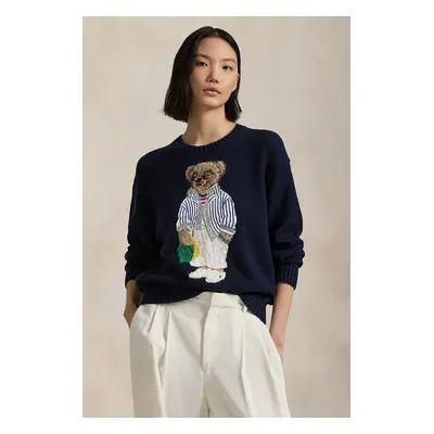 Polo Ralph Lauren sweter bawełniany damski kolor granatowy 211959288