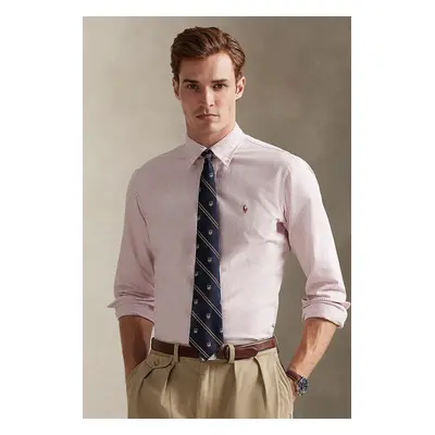 Polo Ralph Lauren koszula bawełniana męska kolor różowy regular z kołnierzykiem button-down 7109