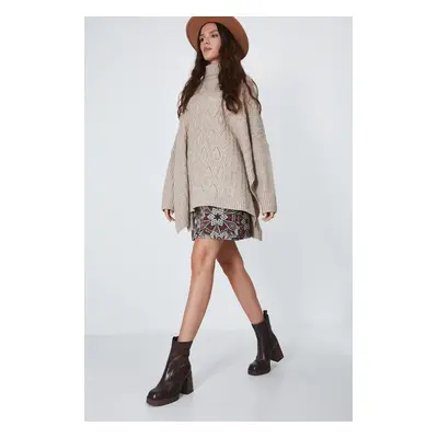 Medicine botki skórzane damskie kolor brązowy na słupku