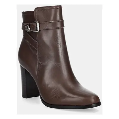 Lauren Ralph Lauren botki skórzane Brke Bt Hl 2 damskie kolor brązowy na słupku 802974475002