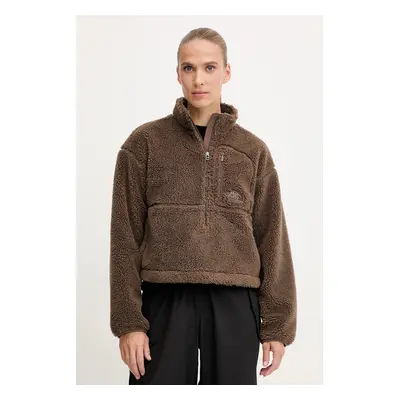 The North Face bluza polarowa TNF Extreme Pile damska kolor brązowy z kapturem gładka NF0A88ZC1O