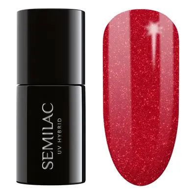 Semilac 025 Lakier hybrydowy UV Hybrid Semilac Glitter Red Lakiery hybrydowe 7 ml