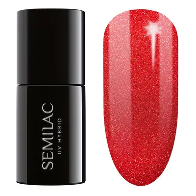 Semilac 346 Lakier hybrydowy UV Hybrid Semilac Chic Red Glitter Lakiery hybrydowe 7 ml