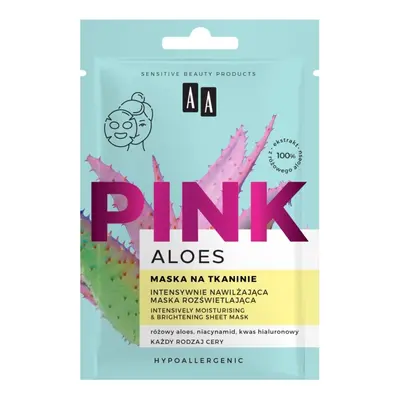 AA COSMETICS Aloes Pink intensywnie nawilżająca maska rozświetlająca na tkaninie Maseczki nawilż