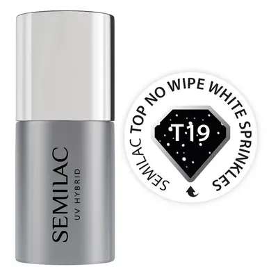 Semilac T19 Top do lakierów hybrydowych Semilac Top No Wipe White Sprinkles Top coat 7 ml