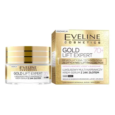 Eveline Cosmetics Gold Lift Expert Luksusowy multi-naprawczy krem-serum z 24 złotem, 70+ Kremy p