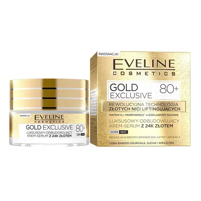 Eveline Cosmetics Gold Exclusive Luksusowy odbudowujący krem-serum z 24K złotem 80+ Kremy przeci