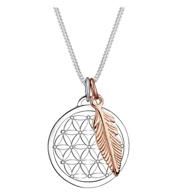 Elli Damski wisior kwiat życia pióro Bi-Colour ze srebra próby 925 Sterling Silver Naszyjniki 1 