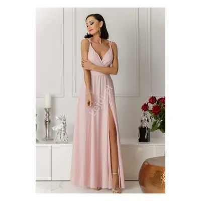 Morelowo  różowa sukienka Paris z brokatem dla druhny, na wesele, bal