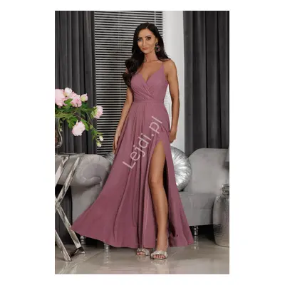 Wrzosowa sukienka Paris z brokatem dla druhny, na wesele, bal