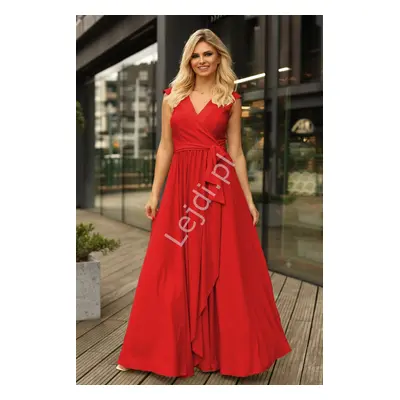Czerwona sukienka wieczorowa na wesele, na studniówkę, dla druhny, m445