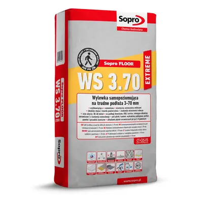 Wylewka samopoziomująca Sopro FLOOR WS 3.70 extreme, CT-C25-F5 25 kg, szybkowiążąca, 3-70 mm