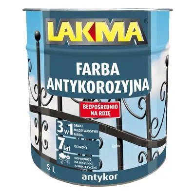 Farba antykorozyjna Antykor Lakma czerwony 5l