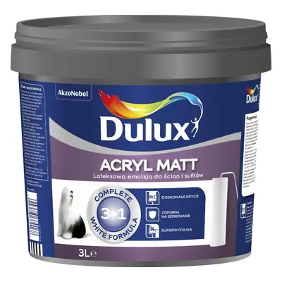 Farba Dulux Acryl Matt biała 3l