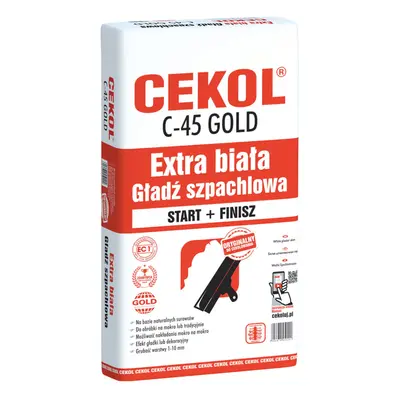 Gładź szpachlowa Cekol C-45 Gold 20 kg, extra biała