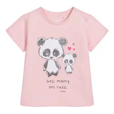 T-shirt dla dziecka do 2 lat, z misiami panda, jasnoróżowy