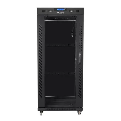 Lanberg Szafa instalacyjna RACK stojąca 19 22U 800X800 czarne drzwi szklane LCD (FLAT PACK)