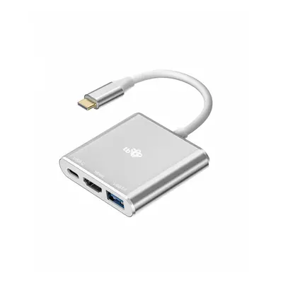 TB Adapter HUB USB C 3w1 - HDMI, USB, PD srebrny