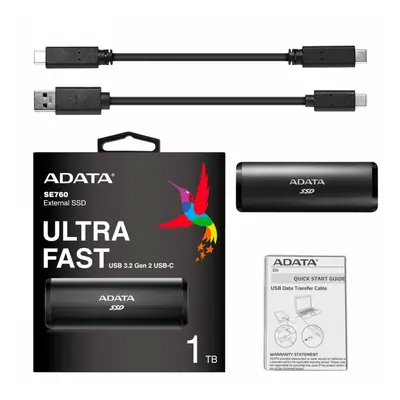 Adata Dysk zewnętrzny SSD SE760 1TB USB3.2-A/C Czarny