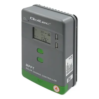 Qoltec Solarny regulator ładowania MPPT z czujnikiem temperatury 20A | 12V / 24V | LCD | 2 x USB