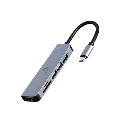 Gembird Adapter wieloportowy USB-C 6w1, HDMI, USB 3.1, USB 2.0x2, czytnik kart