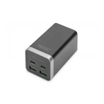 Digitus Ładowarka sieciowa uniwersalna, zasilacz GaN, 4 porty 2x USB-C 2x USB-A PD 3.0 65W Czarn