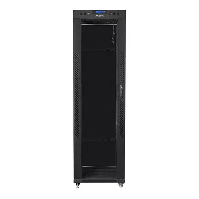 Lanberg Szafa instalacyjna rack stojąca 19 42U 600x1000 czarna, drzwi szklane lcd (flat pack)