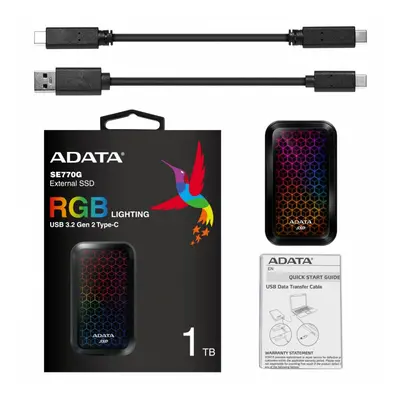 Adata Dysk zewnętrzny SSD SE770 1TB USB3.2-A/C RGB