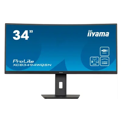 IIYAMA Monitor 34 cale XCB3494WQSN-B5 VA,UWQHD,1500R,USB-cDock,KVM,HAS(150mm)