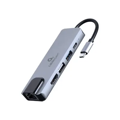 Gembird Adapter wieloportowy USB-C 5w1, PD, HDMI, USB 3.1, USB 2.0, LAN