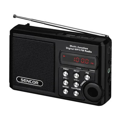 Sencor SRD 215 B Kieszonkowe radio Mp3,USB, Slot na kartę SD Bateria litowa do 10 godzin