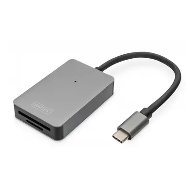 Digitus Czytnik kart USB-C, 2-portowy UHS-II SD4.0 TF4.0 High Speed, aluminiowy, Szary