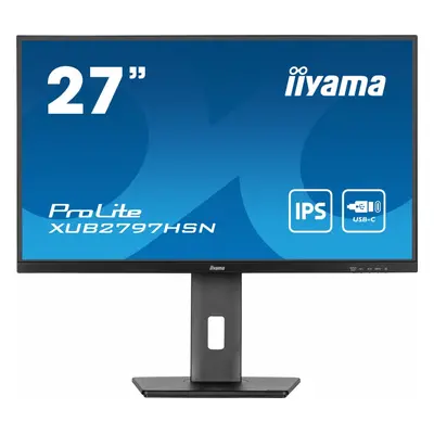 IIYAMA Monitor 27 cali XUB2797HSN-B1 IPS,FHD,USB-C Dock,HAS /5y