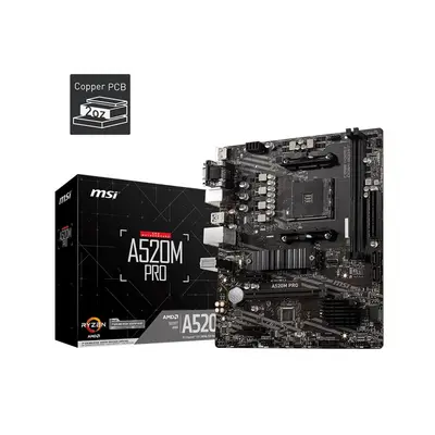 MSI Płyta główna A520M PRO AM4 2DDR4 DP/VGA/HDMI USB 3.2 mATX