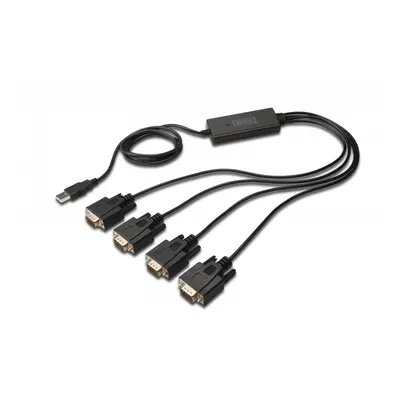 Digitus Konwerter/Adapter USB 2.0 do 4x RS232 (DB9) z kablem USB A M/Ż dł. 1,5m