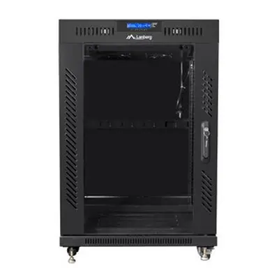 Lanberg Szafa instalacyjna rack stojąca 19 15U 600x800 czarna, drzwi szklane lcd (flat pack)