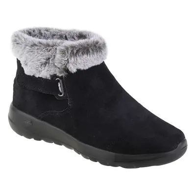 Skechers On The Go Joy - First Glance 144041-BKGY, Damskie, Czarne, buty zimowe, skóra zamszowa,