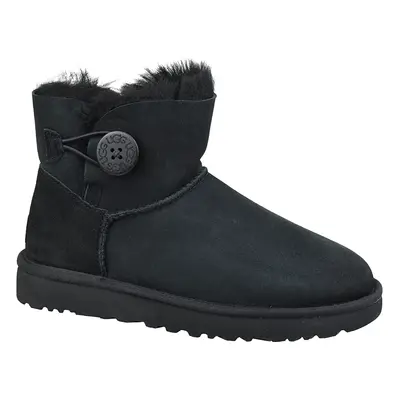 UGG Mini Bailey Button II 1016422-BLK, Damskie, Czarne, buty zimowe, skóra naturalna, rozmiar: 3