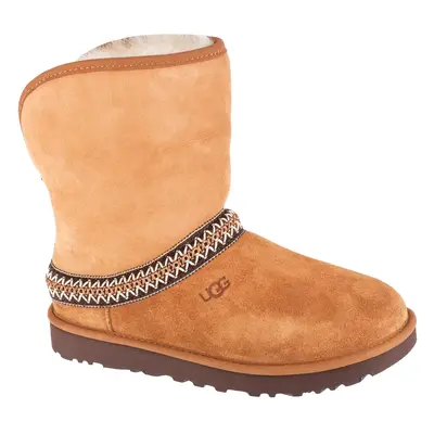 UGG W Classic Short Crescent 1161770-CHE, Damskie, Brązowe, buty zimowe, skóra zamszowa, rozmiar