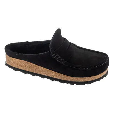 Birkenstock Naples Shearling 1028125, Unisex, Czarne, klapki, skóra zamszowa, rozmiar: 45