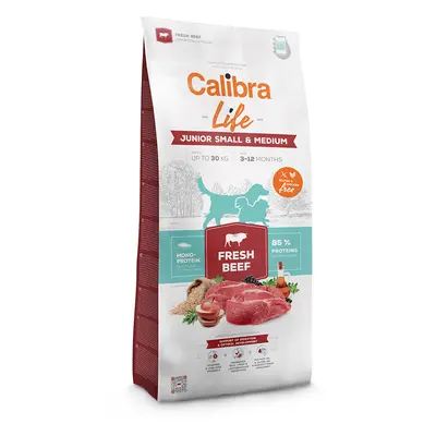 Calibra Life Junior Small & Medium Breed, ze świeżą wołowiną - 2 x 12 kg