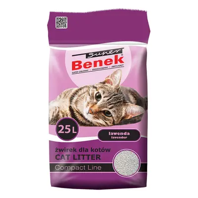 Super Benek Compact Lawenda, żwirek dla kota - 25 l (ok. 21 kg)