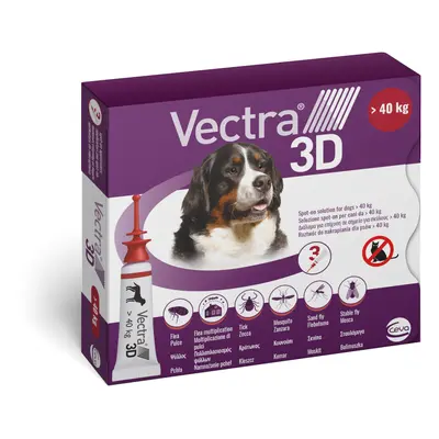 Vectra 3D dla psów, XL (> 40 kg), preparat na pchły, kleszcze, komary i moskity - 6 pipet x 8 ml