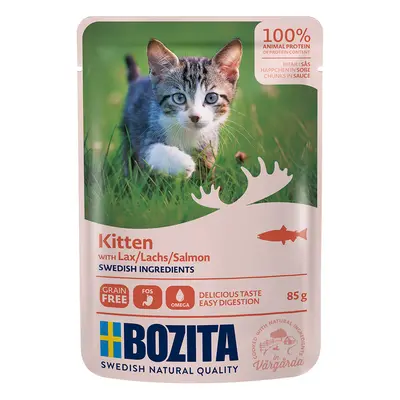 20% taniej! Bozita, karma mokra, saszetki, 12 x 85 g - Kitten kawałki w sosie, łosos