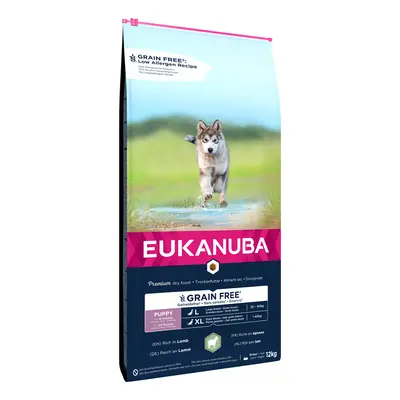 15% taniej! Eukanuba Grain Free Puppy, karma sucha dla psa, 12 kg - Large Breed, jagnięcina