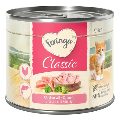 Megapakiet Feringa Classic Meat Menu Kitten, 24 x 200 g - Łosoś i kurczak