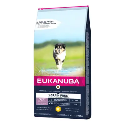 15% taniej! Eukanuba Grain Free Puppy, karma sucha dla psa, 12 kg - Large Breed, kurczak