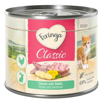 Korzystny pakiet Feringa Classic Meat Menu Kitten, 12 x 200 g - Królik i kurczak