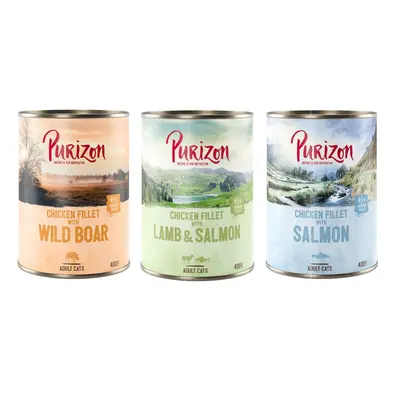 10 + 2 gratis! Purizon Adult, bez zbóż, karma mokra dla kota, 12 x 200 g / 12 x 400 g - Pakiet m